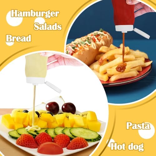 6 Pack Condiment Squeeze Bottles with 4 Mini Bottles for Ketchup Salad