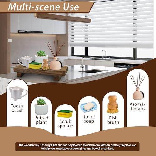 YITOBA Brown Wooden Bathroom Counter Tray