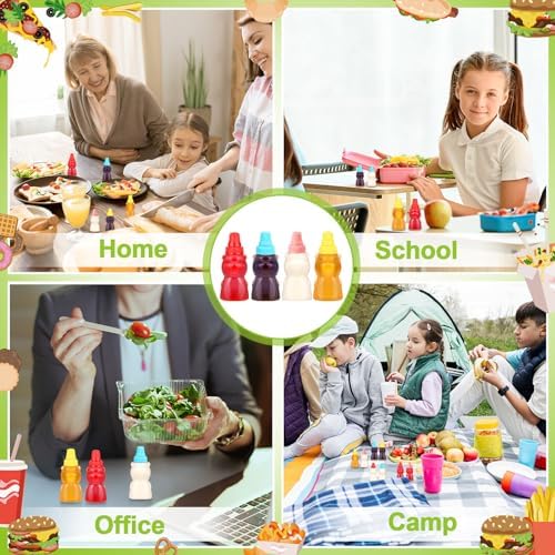 18 Piece Set of Mini Condiment Squeeze Bottles with Funnel for Lunch