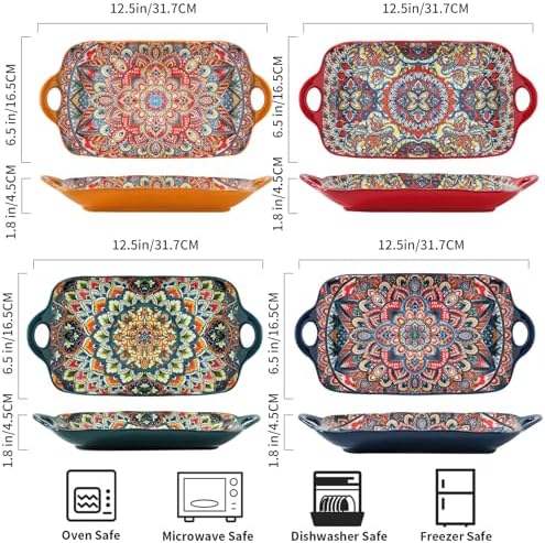 125-inch Double Handle Ceramic Plates Set of 4