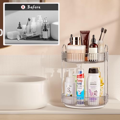 360 Rotating Makeup Organizer 2 Tier Magnetic Vanity Case