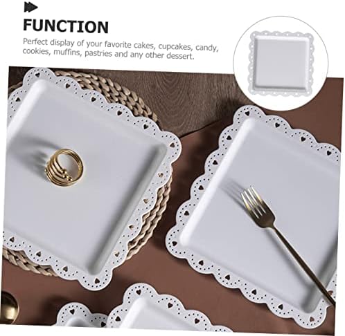 Fruit Bowl Square Cake Tray Dessert Plate 3pcs Plastic Luxury White