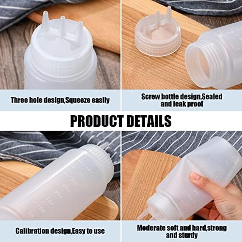 Dingion 8 Pcs 3 Hole Condiment Squeeze Bottles