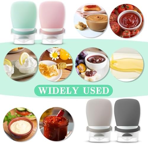 4Pcs Squeeze Salad Dressing Bottles with Bandage Leakproof and 2 Cleaning Brush Set