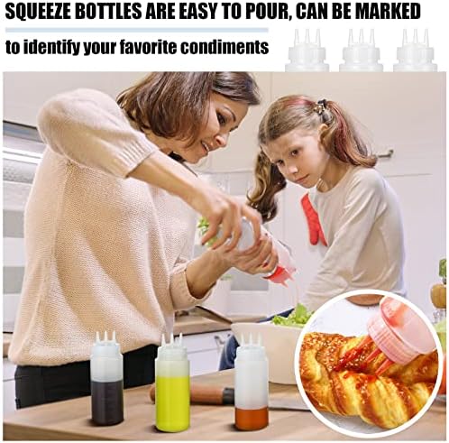 Dingion 8 Pcs 3 Hole Condiment Squeeze Bottles