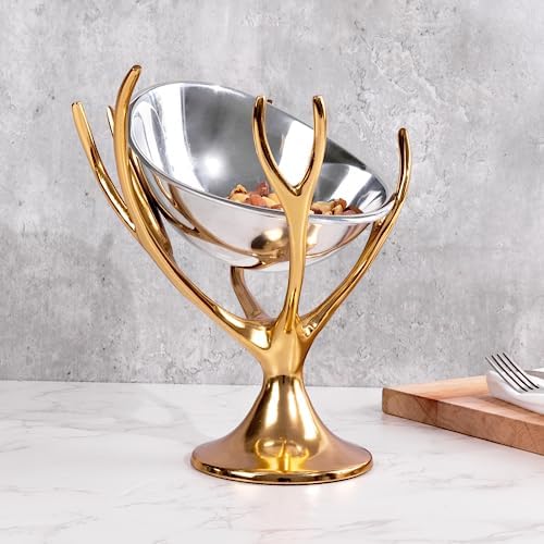 Stainless Steel Brass Branch Footed Bowl by GUTE