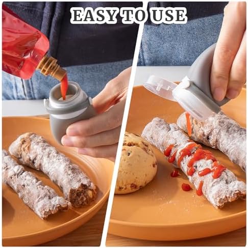 4Pcs Squeeze Salad Dressing Bottles with Bandage Leakproof and 2 Cleaning Brush Set