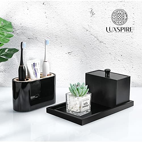 Luxspire Multi-Purpose Bathroom Vanity Tray in Matte Black