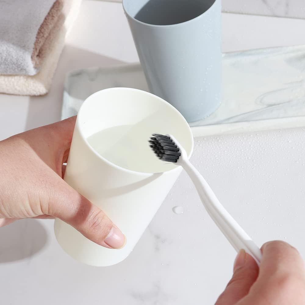 Sturdy White Plastic Tumbler with Lid Durable for Home Outdoor Use