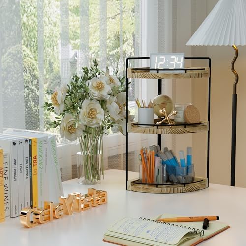 CeleVista Corner Bathroom Organizer 3 Tier Rustic Brown