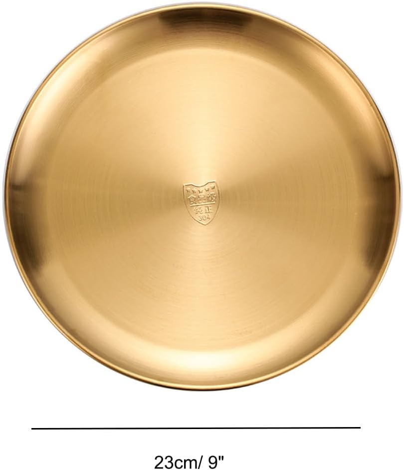 Reusable Stainless Steel Dinner Plates Large 9 Gold Plating Home Kitchen