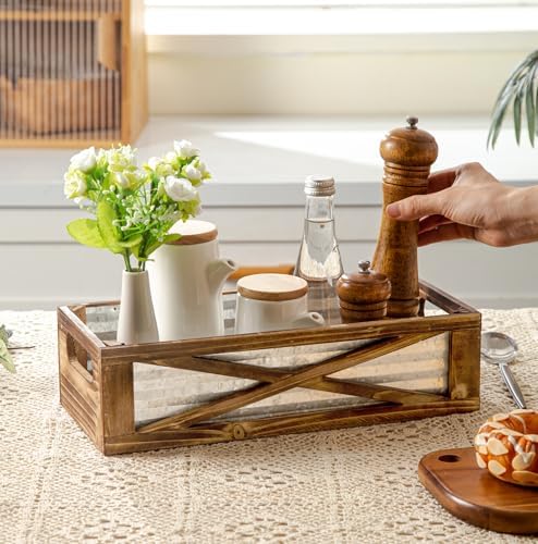 Modern Farmhouse Rustic Wooden Toilet Tank Basket Vural Decor
