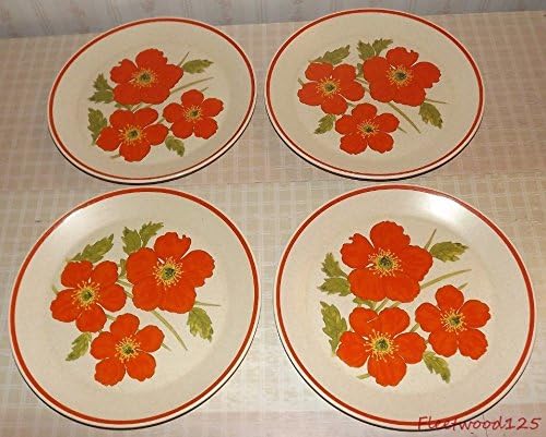 Bigsavings 4-Piece Fire Flower Dinner Plate