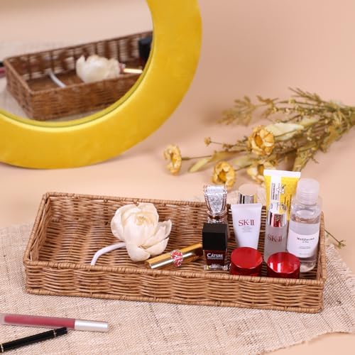 Rattan Bathroom Tray for Storage Decor