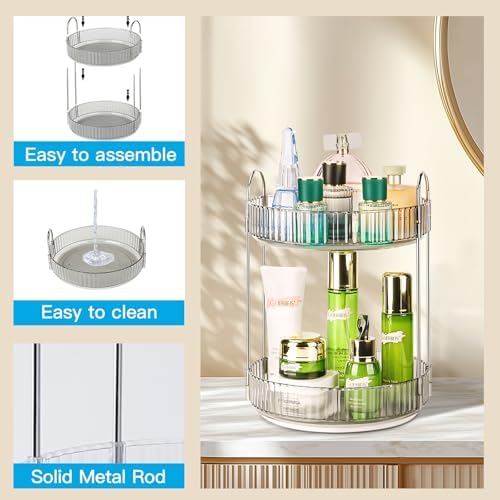 360 Rotating Makeup Organizer 2 Tier Magnetic Vanity Case