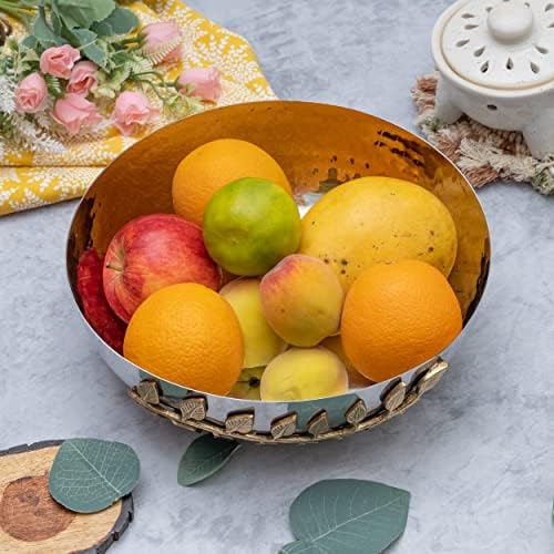 GUTE Decorative Silver Hammered Bowl 10 Dia Fruit Catch All