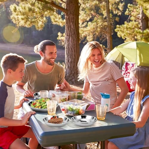 Offiper Stainless Steel Camping Plates 8-Piece Durable Shatterproof