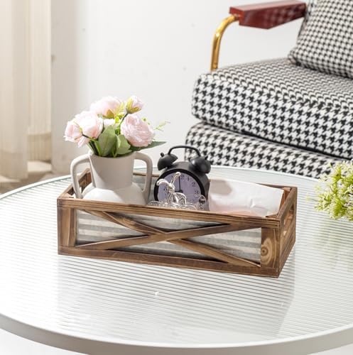Modern Farmhouse Rustic Wooden Toilet Tank Basket Vural Decor