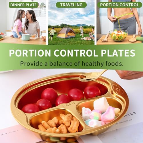 Stainless Steel Divided Plates 3 Compartment Set