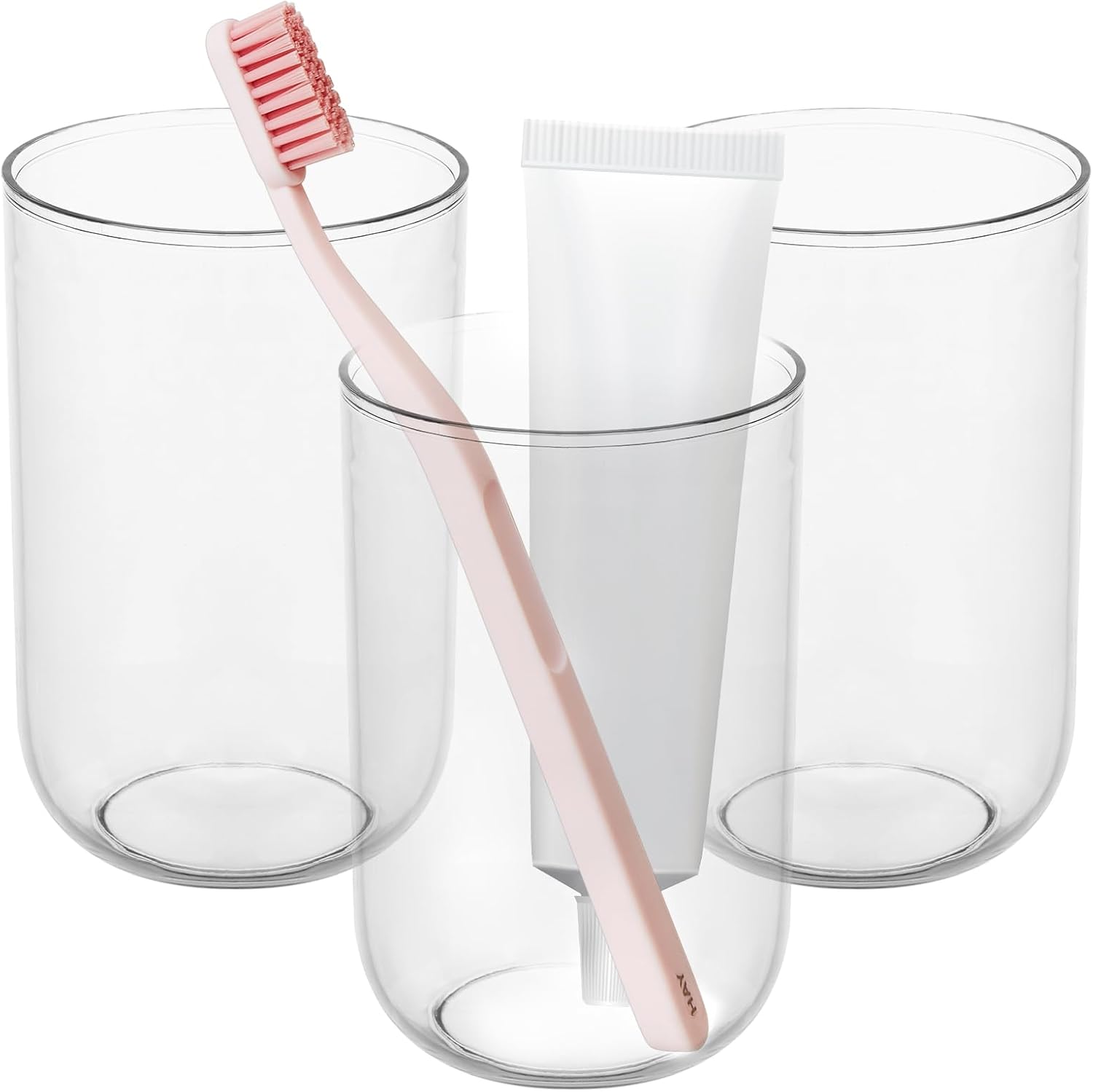Set of 3 Crystal Clear Toothbrush Holders 135oz Reusable BathroomT_ACCESSORIES