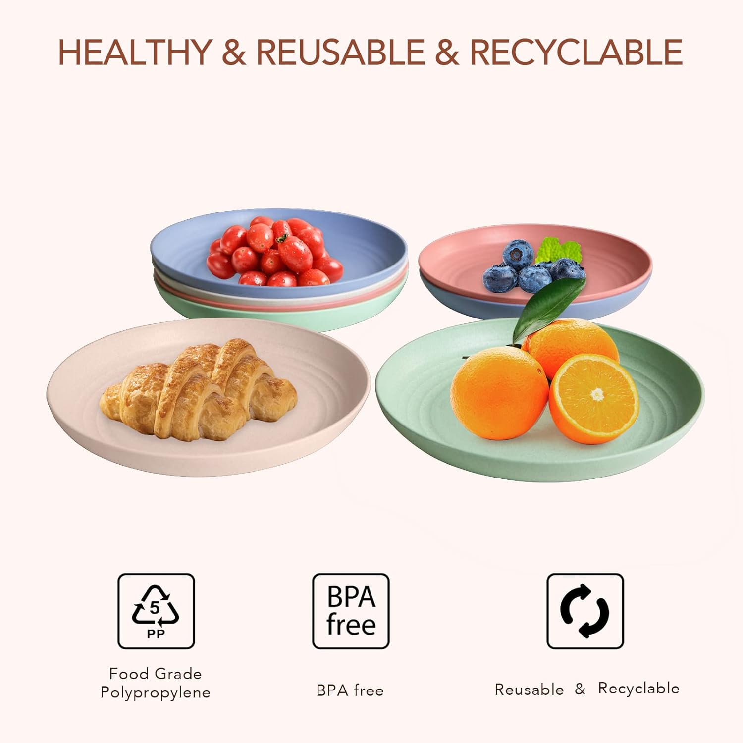 GreenAndLife Lightweight Wheat Straw Plates