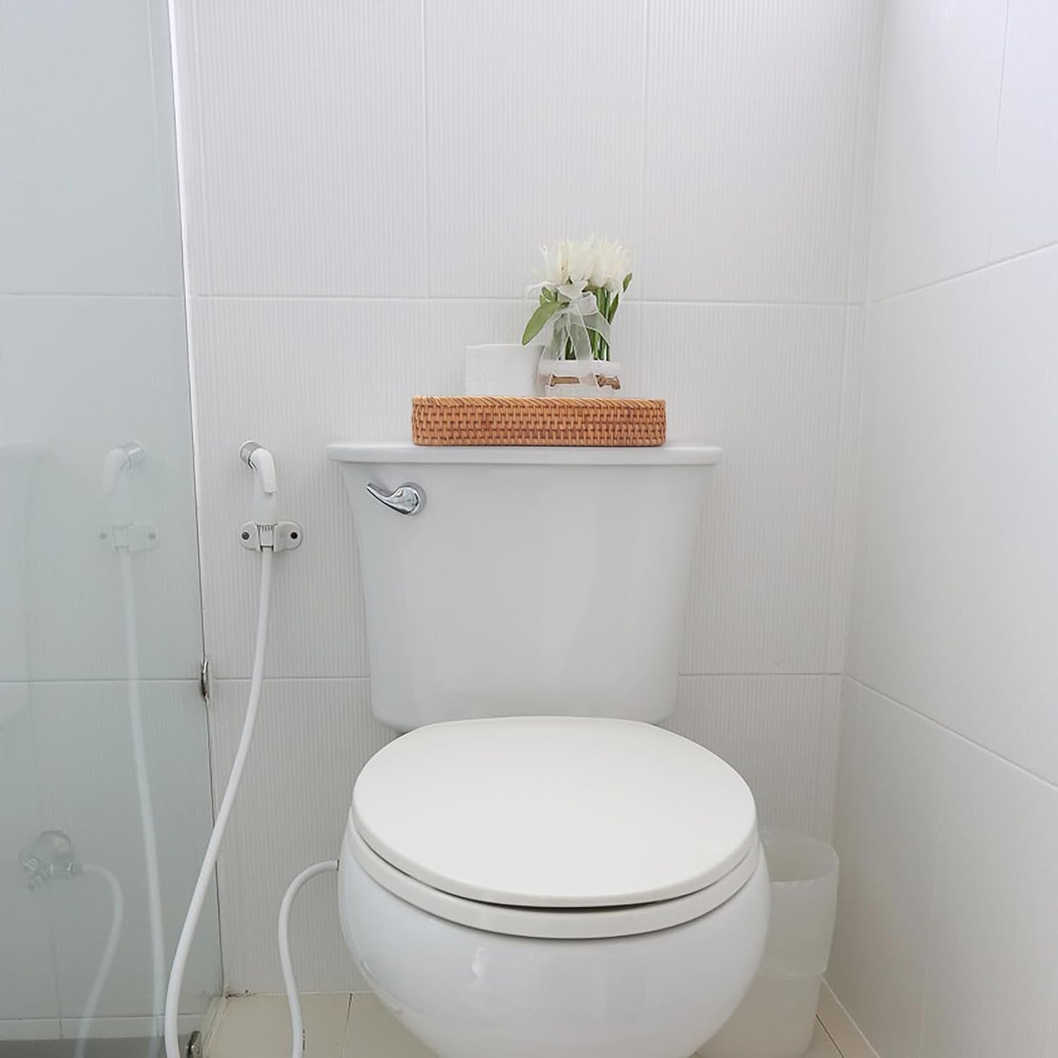 DECrafts Eco Rattan Bathroom Vanity Tray for Storage and Style