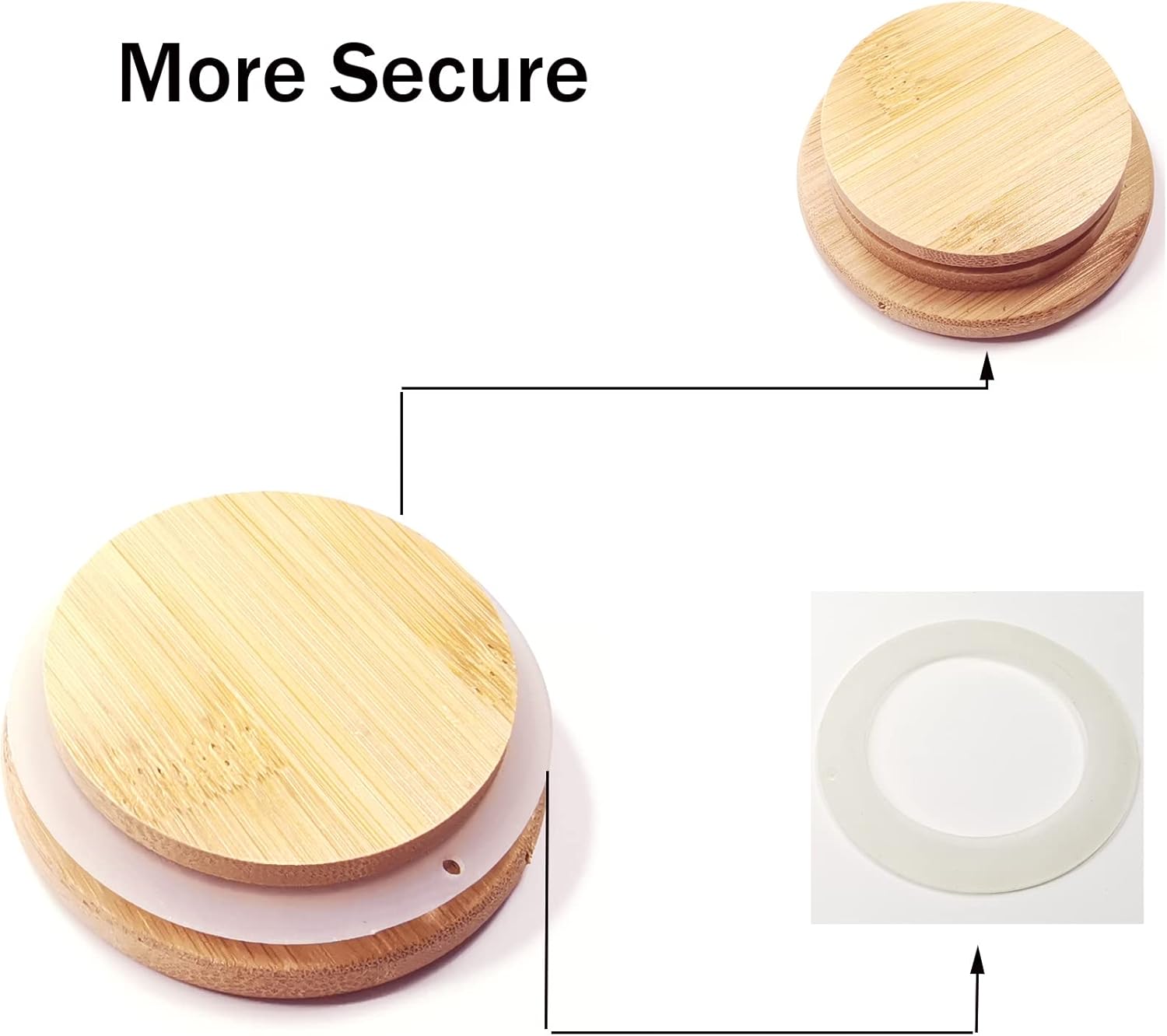 Two-Piece Glass Qtip Holder with Wood Lids for Bathroom Organization