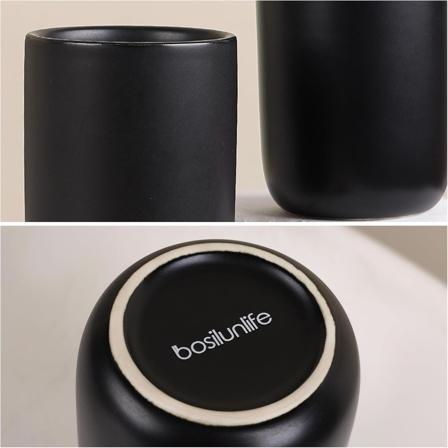 BosilunLife 12oz Ceramic Toothbrush Holder Durable Stylish for BATH