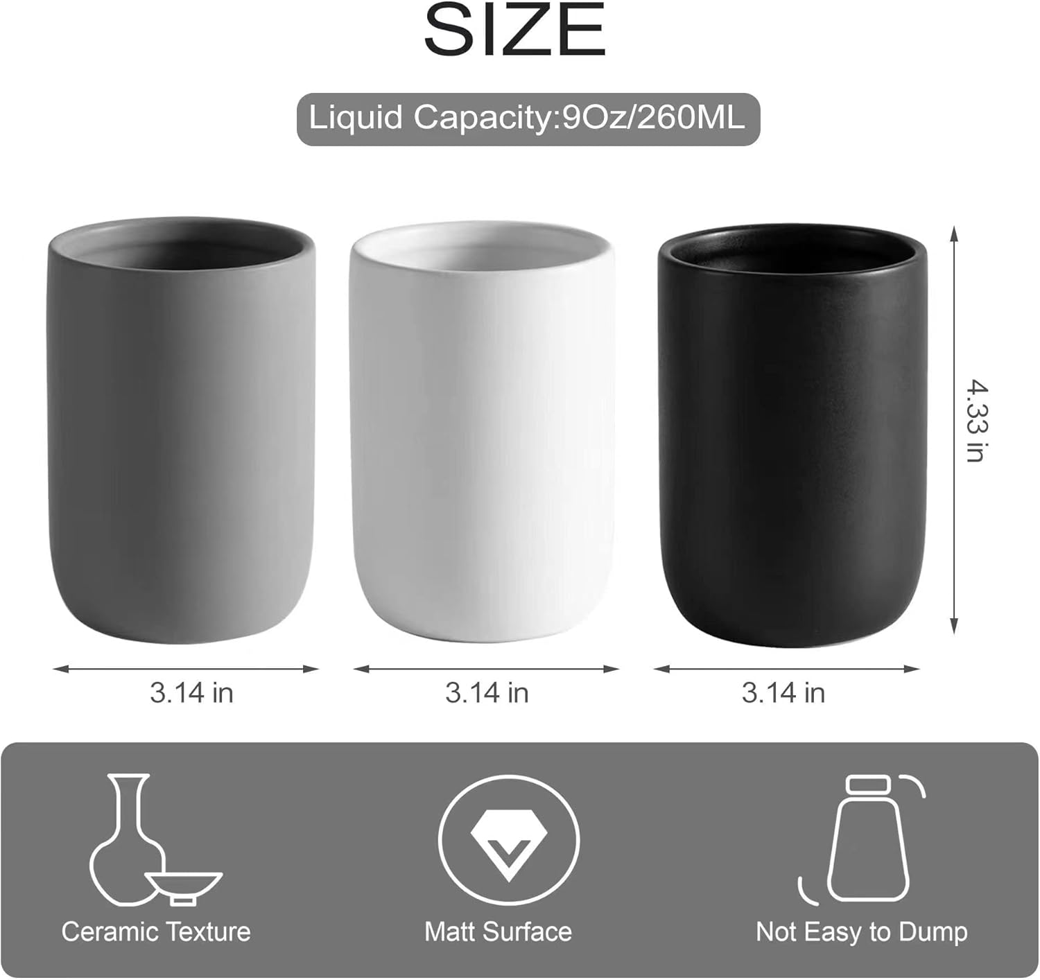 cordial Ceramic Toothbrush Dispenser for Bathroom Black