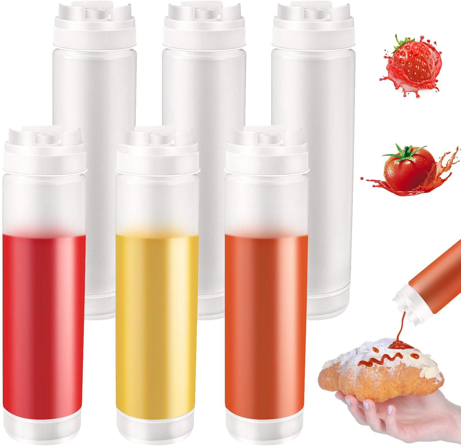 CHIVENIDO 6PCS Inverted Squeeze Bottle Set No Leak Inversion Safe and Versatile
