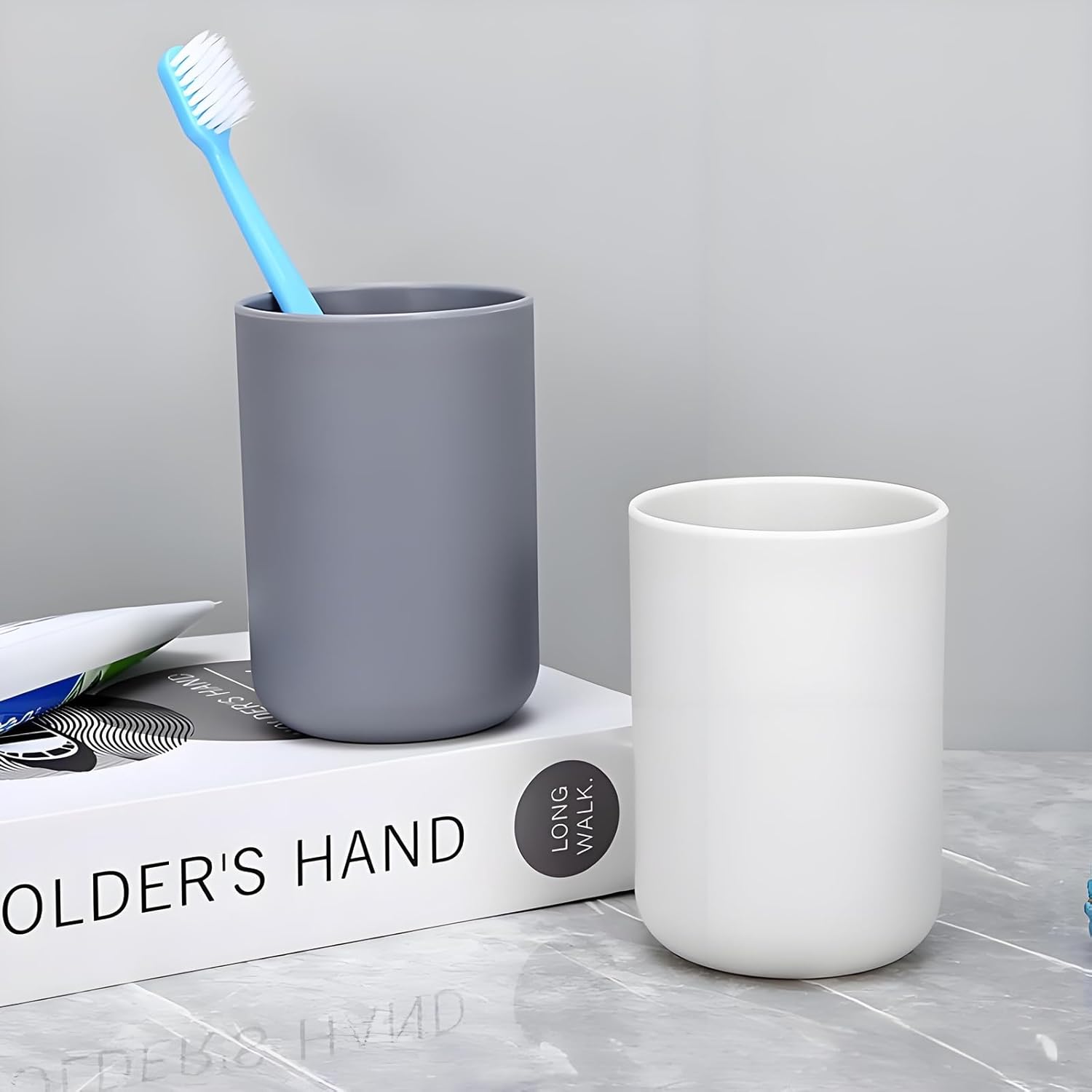 Huationdi 4-Piece Plastic Toothbrush Cup Organizer 300ml