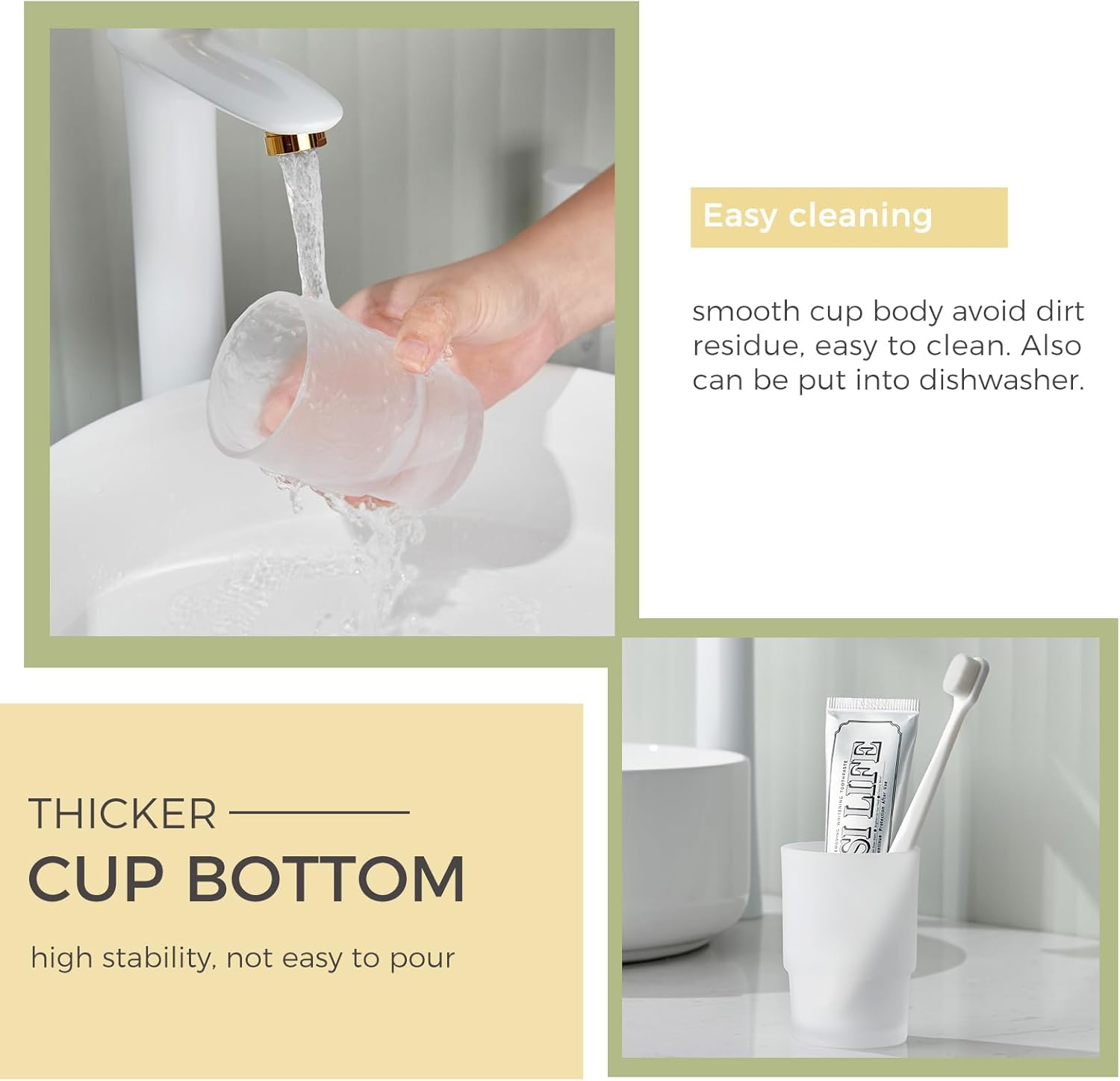 Aomasi Frosted Glass Tumbler - Durable Toothbrush Holder