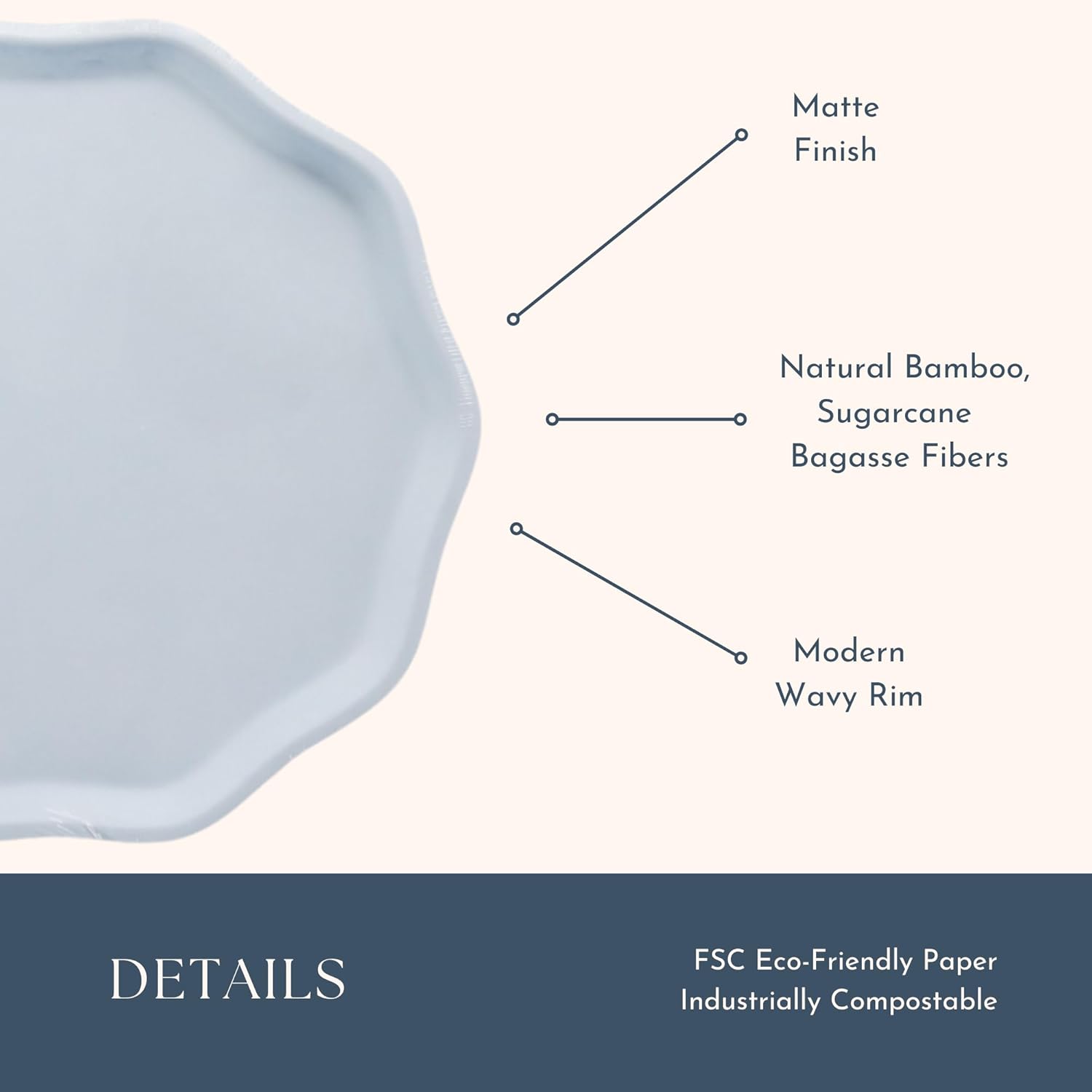 Sky Blue Compostable Dinner Plates