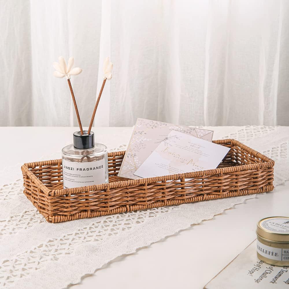 Rattan Bathroom Tray for Storage Decor