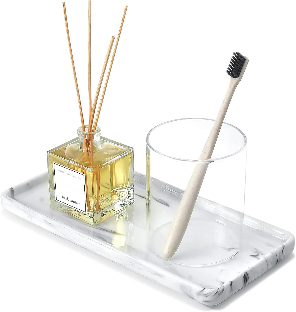 10 Ceramic White Marble Tray for Bathroom Kitchen Home