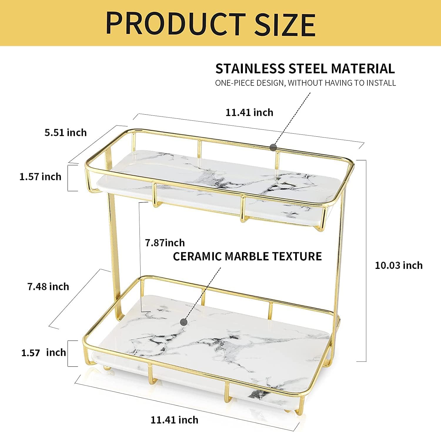 Stylish Bathroom Organizer with Marble Finish