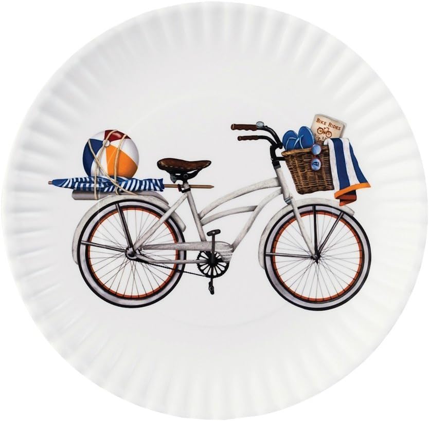Bring the Fun with 9 Melamine Plates Set of 4 Summer Bikes Design