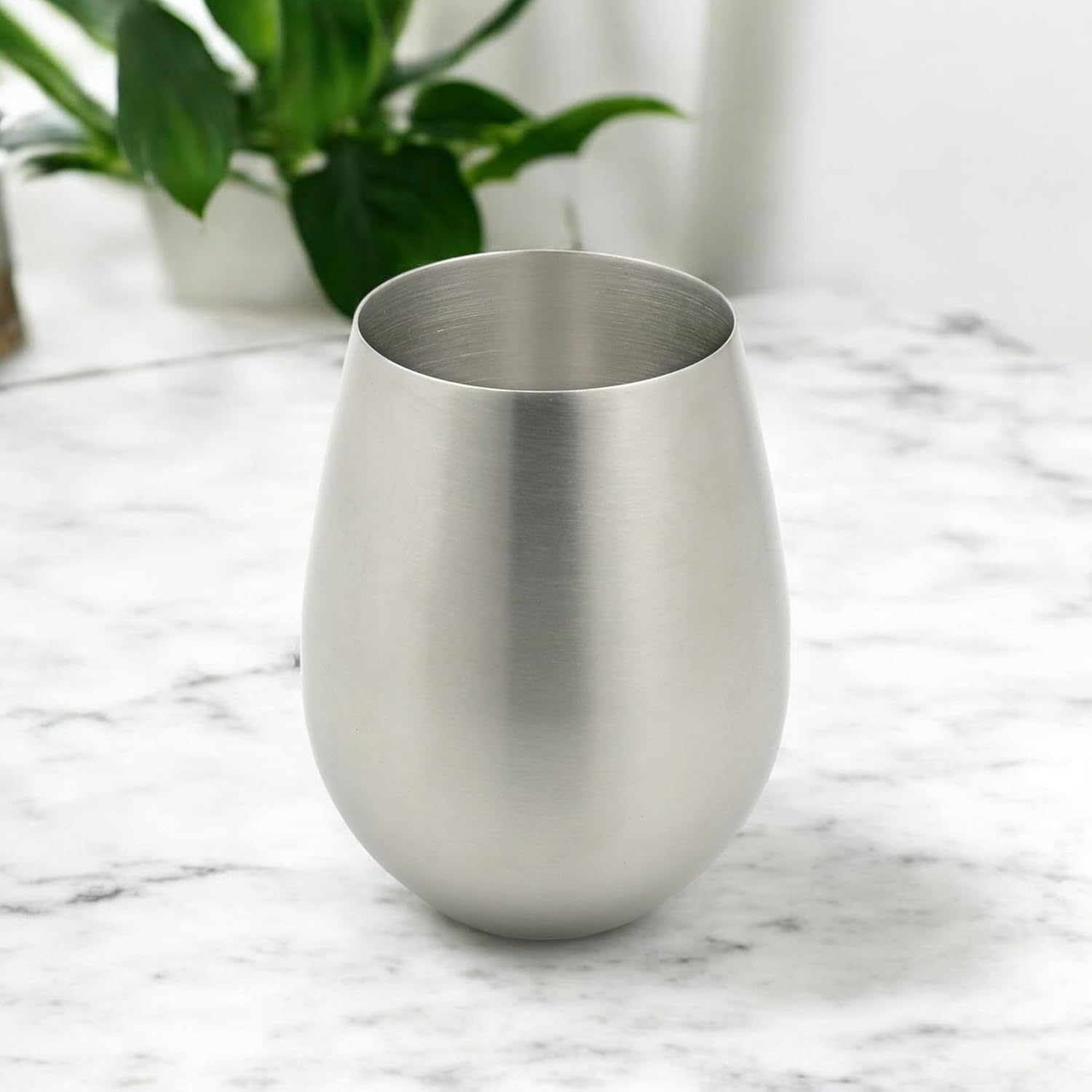 Elegant Brushed Stainless Steel Wine Glass