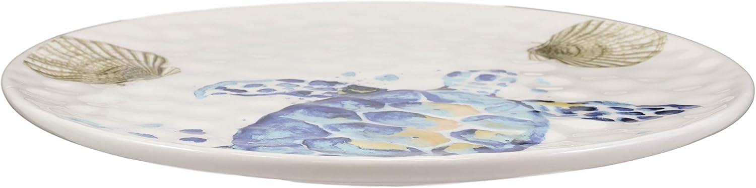 Ebros Nautical Marine Coastal Blue And White Sea Turtle Dinnerware