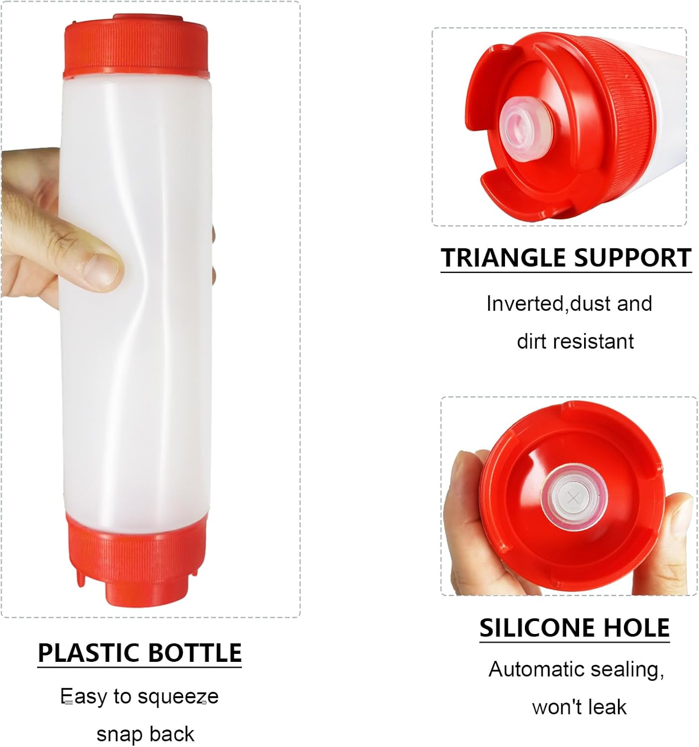 4 Pcs 16 oz Inverted Squeeze Bottles for Condiments and Sauces