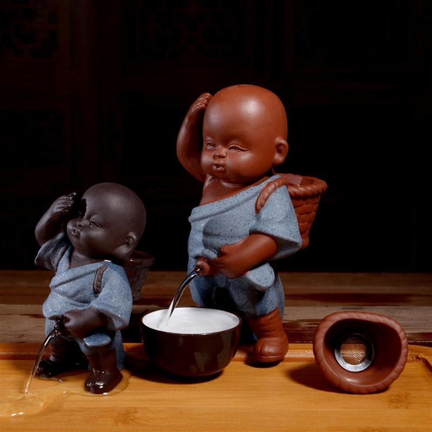Chinese Folk Art Teap pot Ornament Little Monk Yixing Spray Teapot