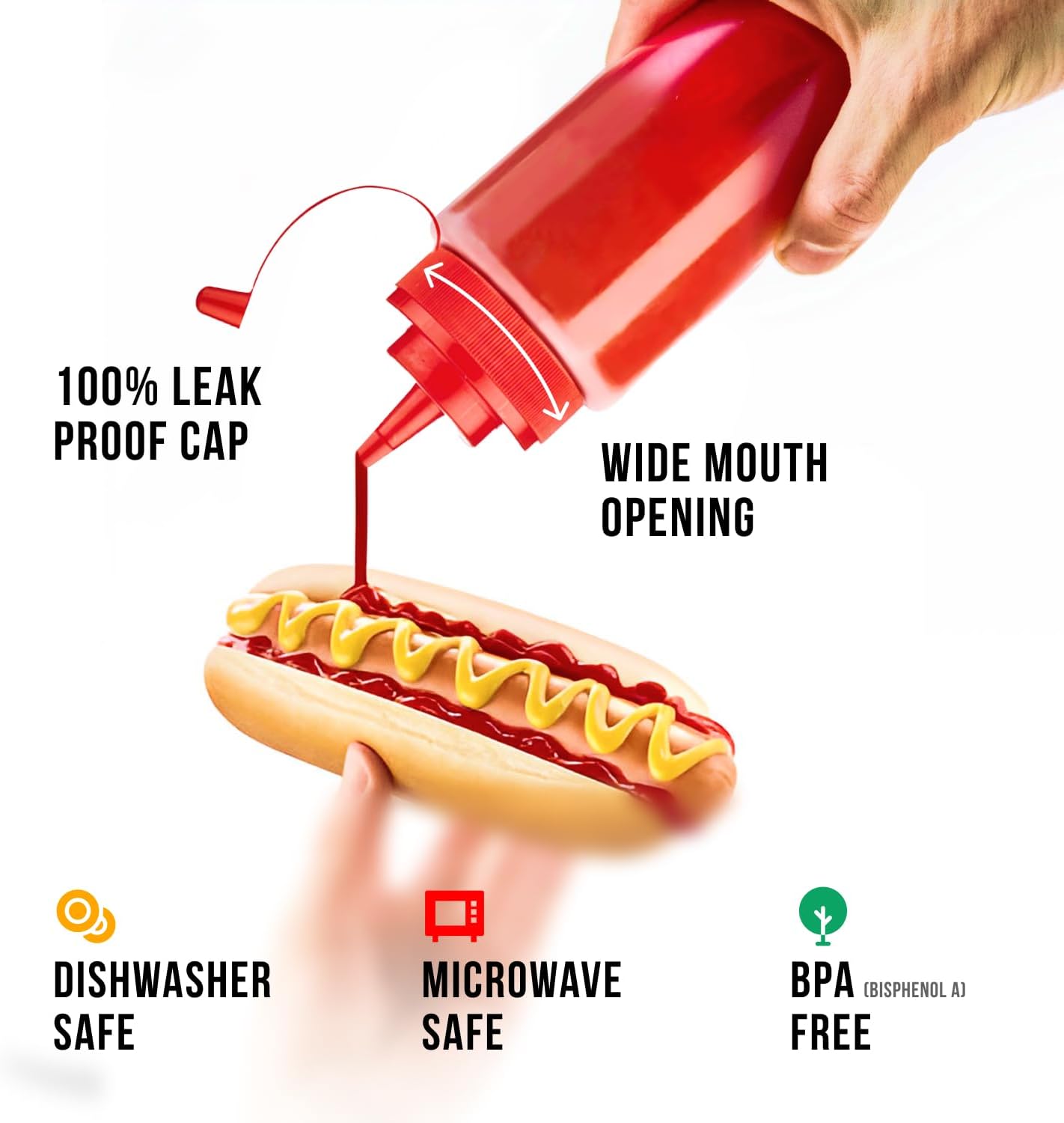 Norcalway Condiment Squeeze Bottles 8x8 BPA-Free