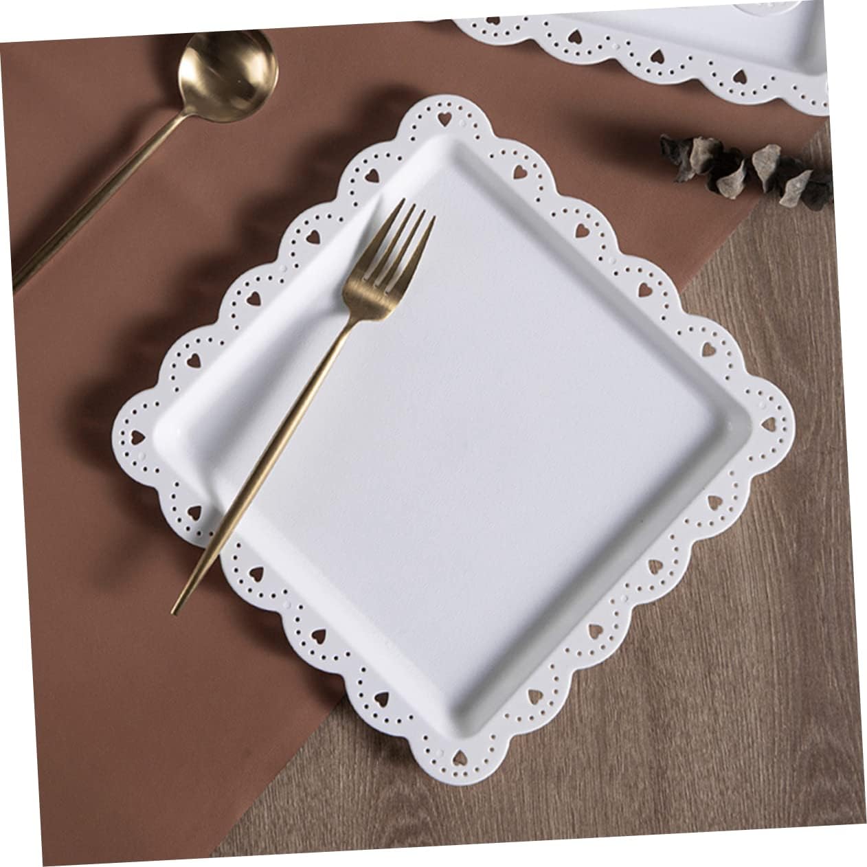 Fruit Bowl Square Cake Tray Dessert Plate 3pcs Plastic Luxury White