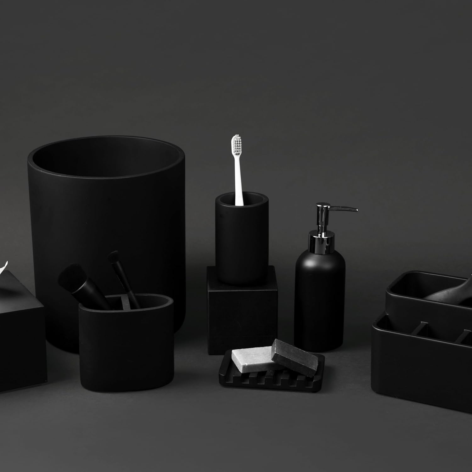 Essentra Home Matte Black Tumbler for Vanity Pencil Pen Makeup Brush Holder