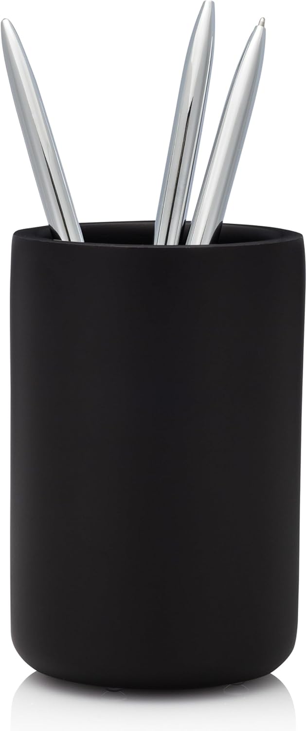 Essentra Home Matte Black Tumbler for Vanity Pencil Pen Makeup Brush Holder