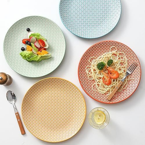 YELLOYA 105in Large Dinner Plates Set of 4