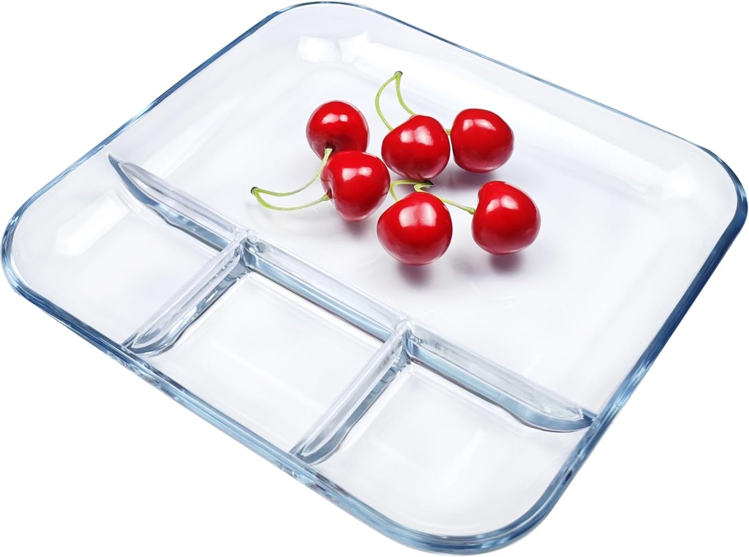 10 in 10-inch Square Glass Divided Plate for Adults