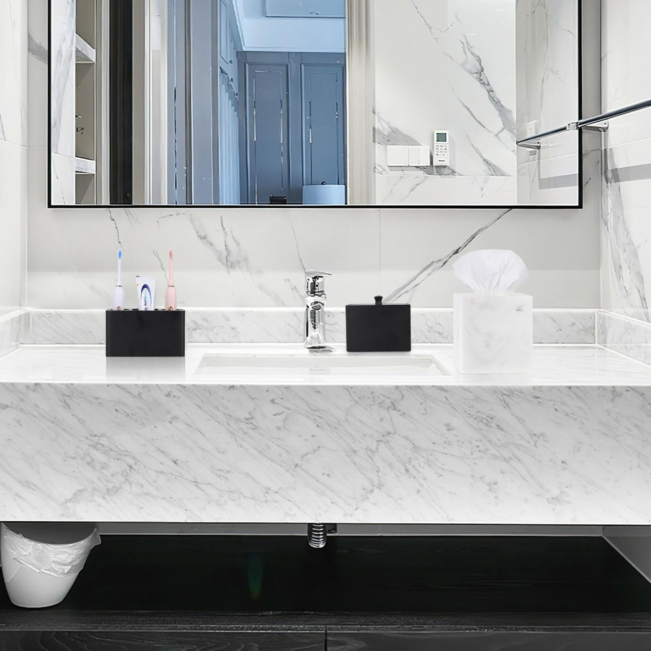 Luxspire Resin Tissue Box Cover Holder Marble White