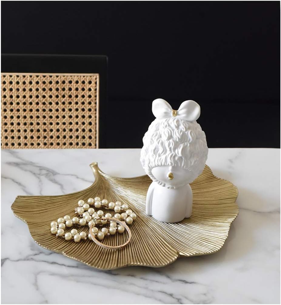 JAJKAFCL Gold Leaf Key Bowl Decor