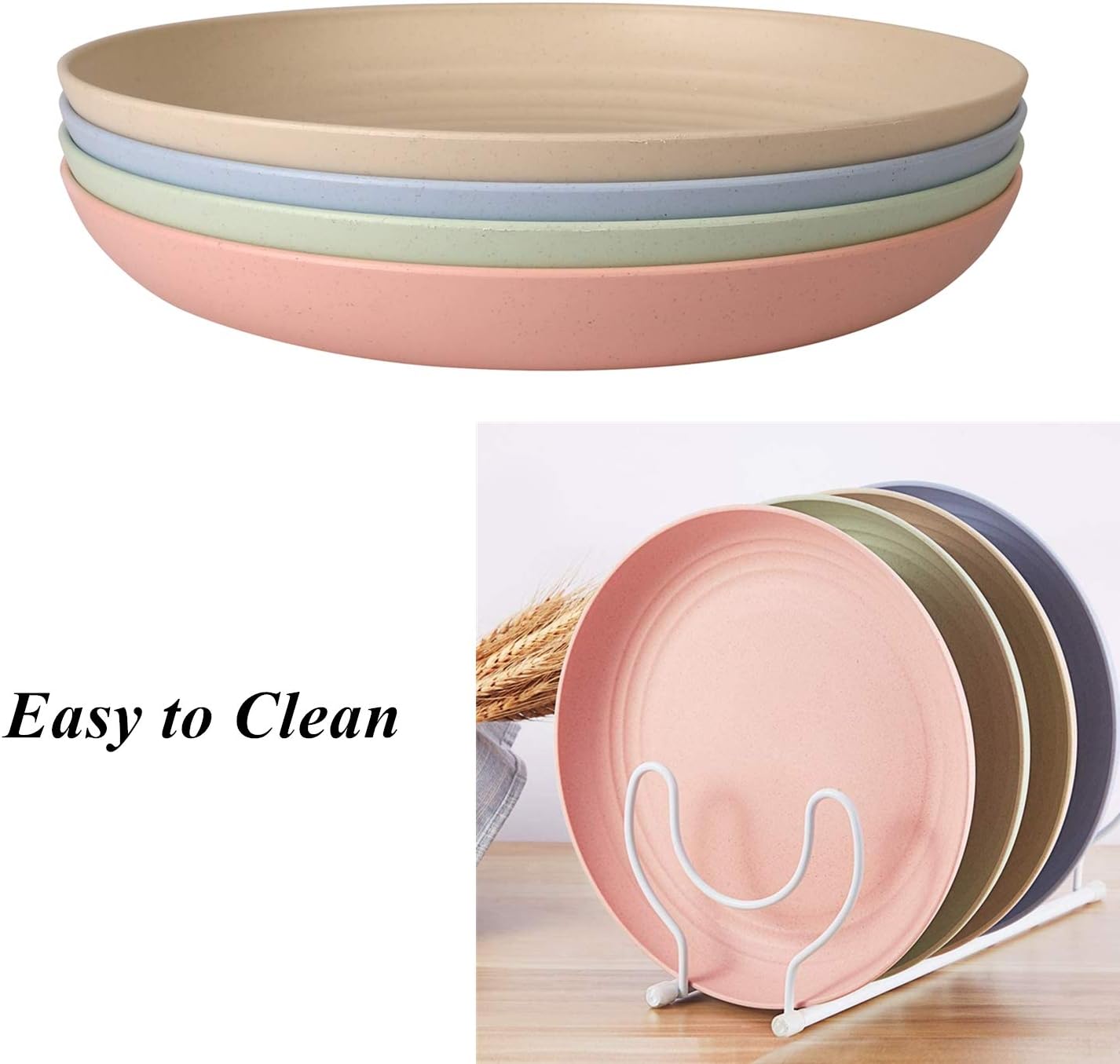 WANBY Lightweight Wheat Straw Dinner Plates Set